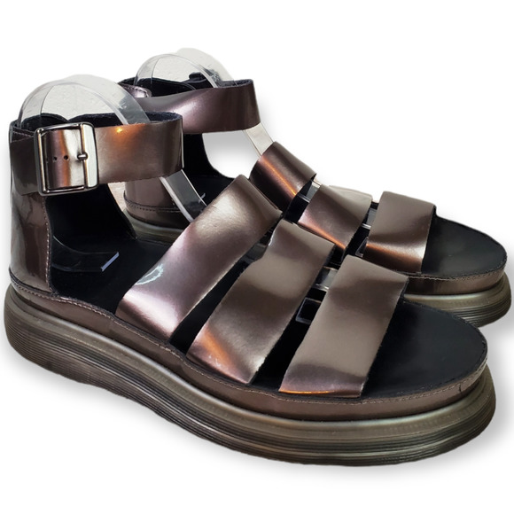 Dr. Martens CLARISSA METALLIC LEATHER SANDALS Pewter Spectra Patent 10 - Picture 3 of 10